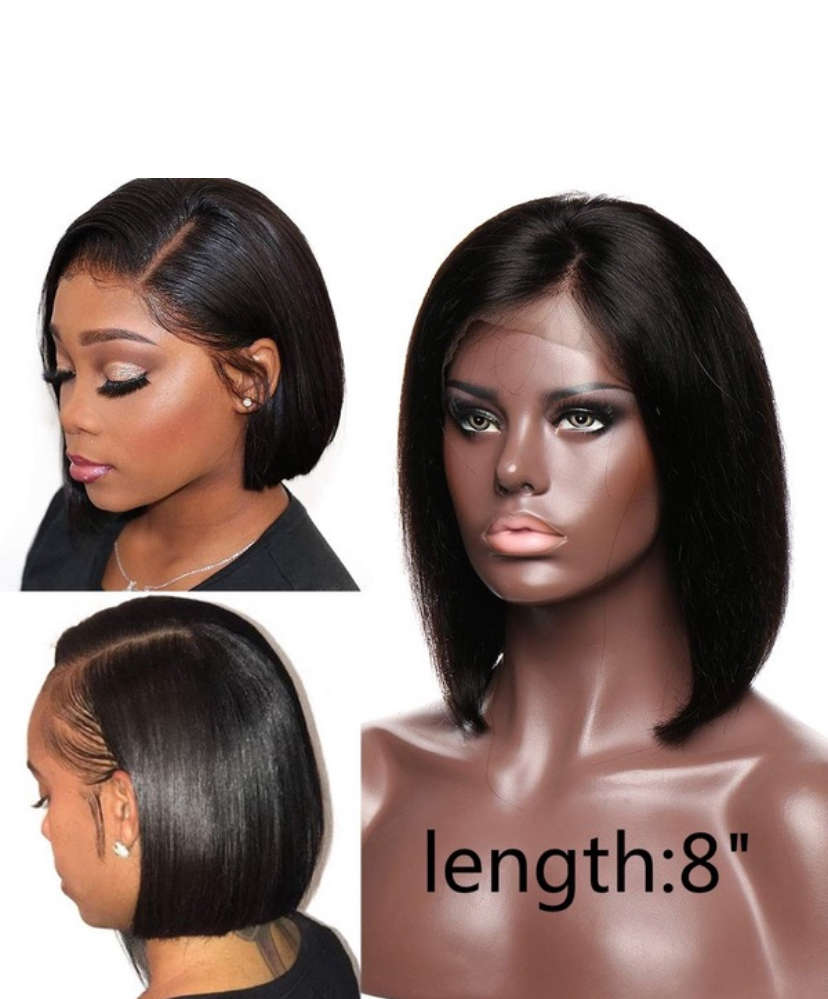 8 inch full frontal bob wig