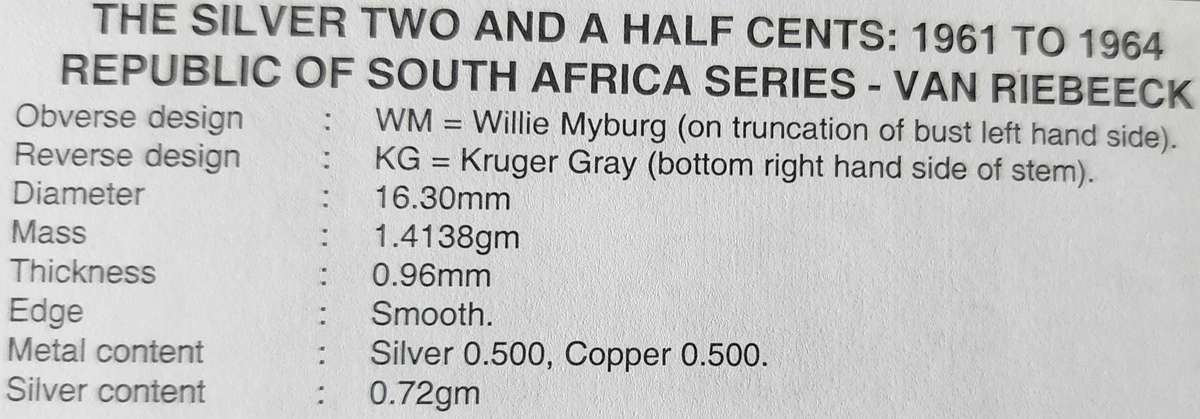 1961 Two and a Half Cent