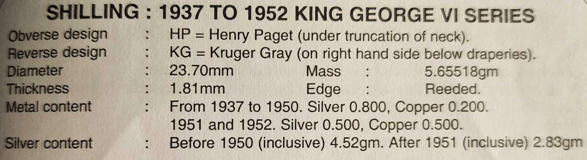 1937 Shilling SA Union Coin