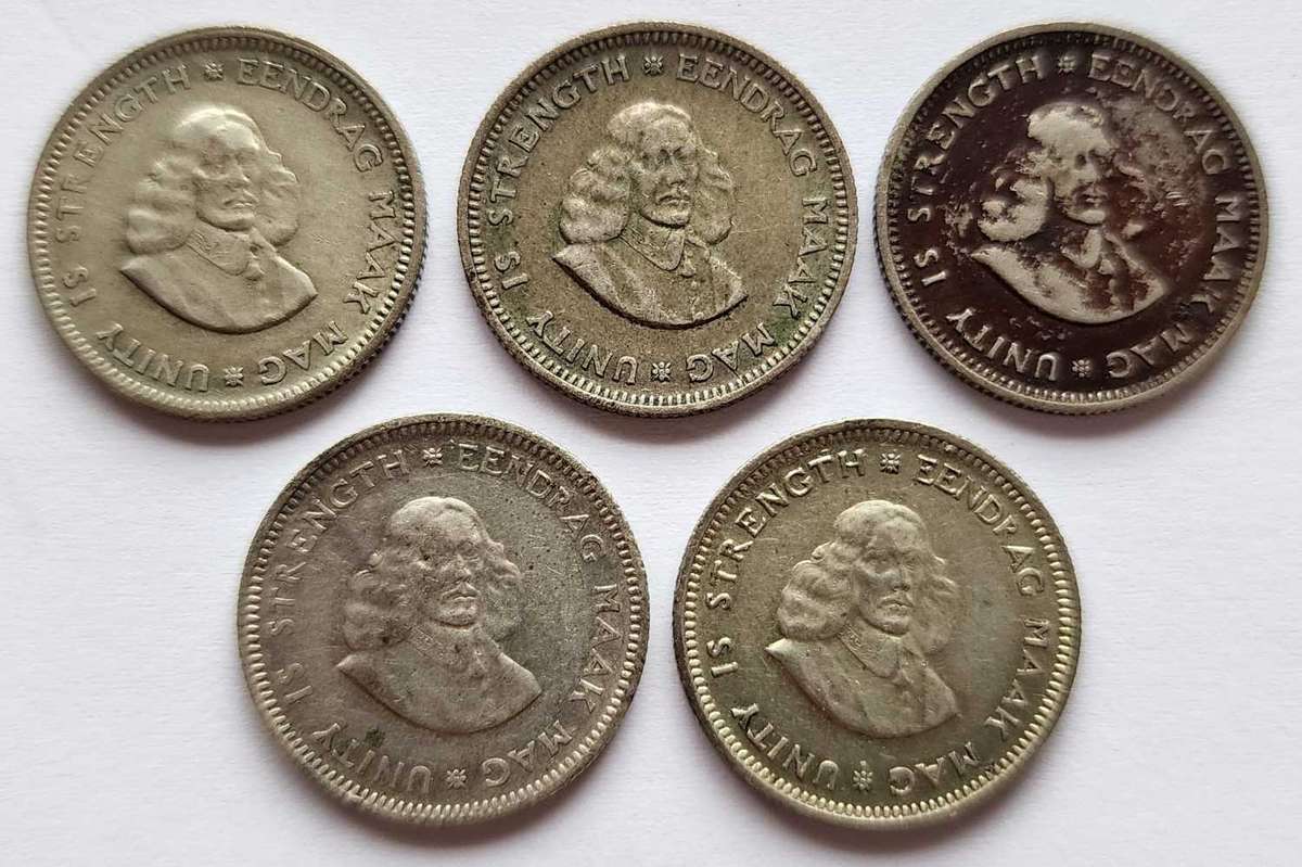 1961,1962 and 3×1963 Five Cent coins