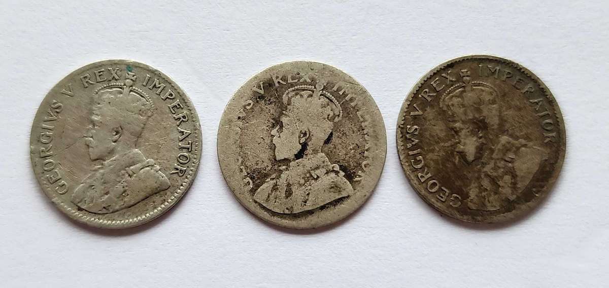 1924,1927,1935 Threepence coins