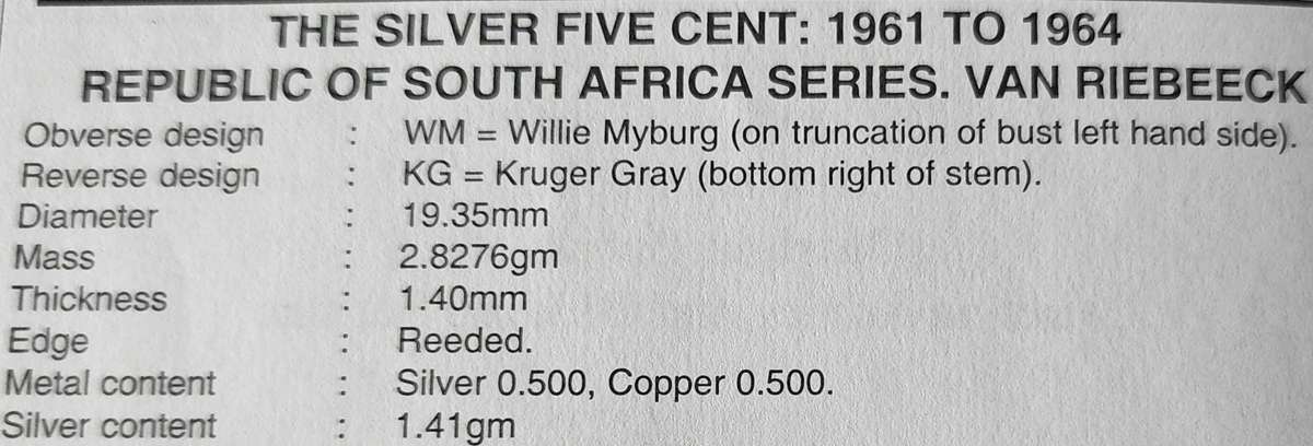 1961,1962 and 3×1963 Five Cent coins