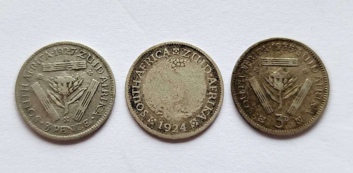 1924,1927,1935 Threepence coins