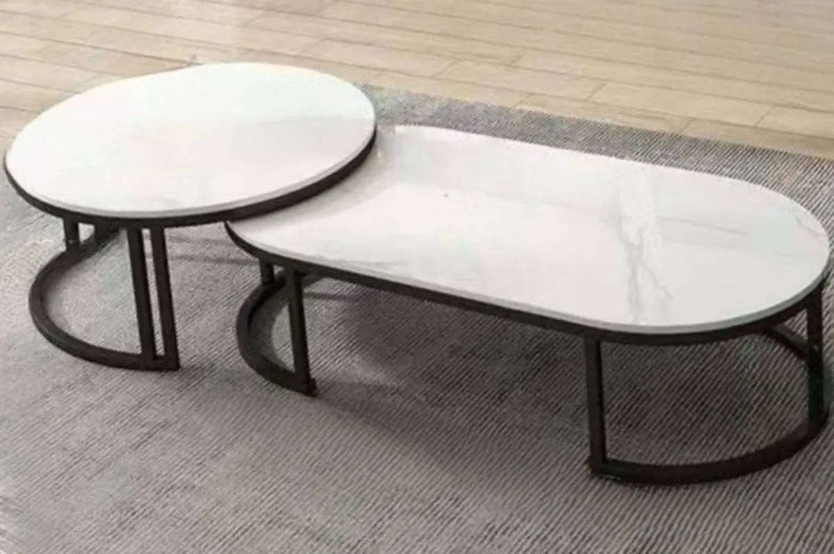 Set of 2 Black & White coffee tables