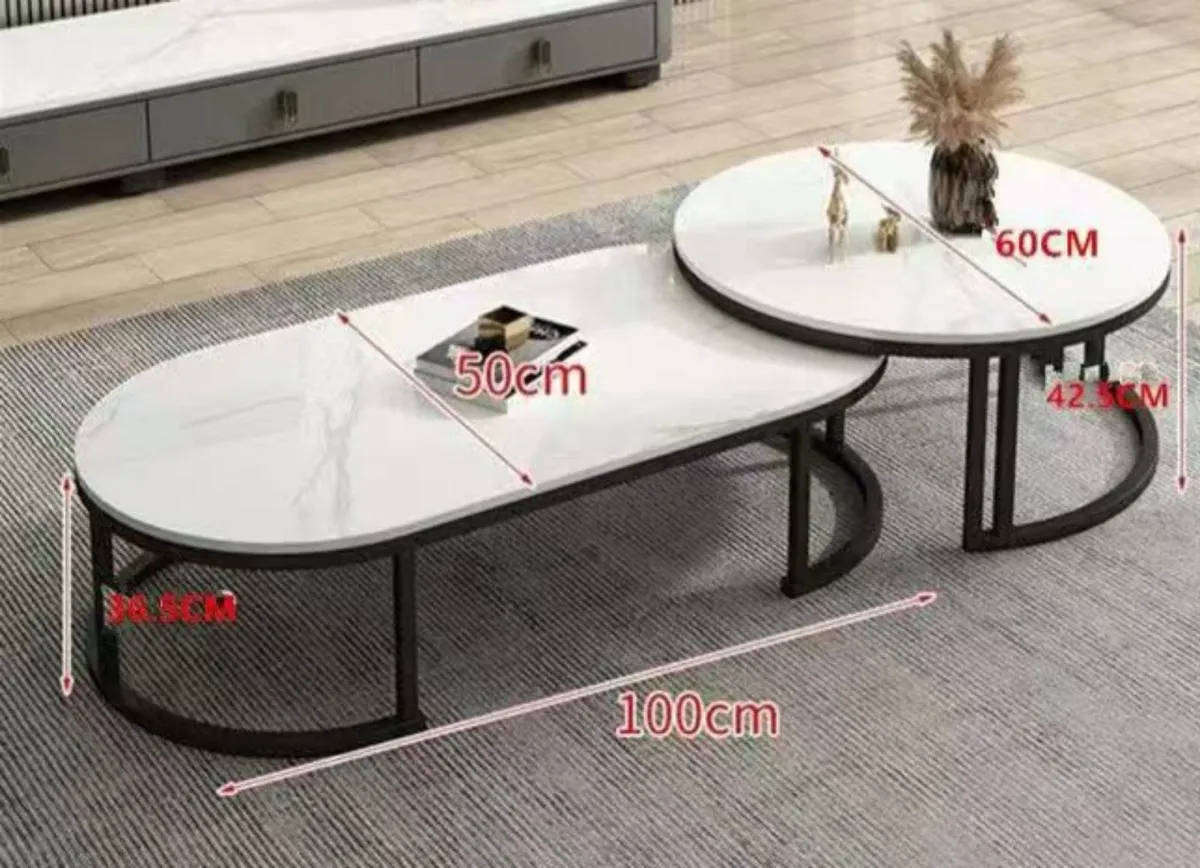 Set of 2 Black & White coffee tables