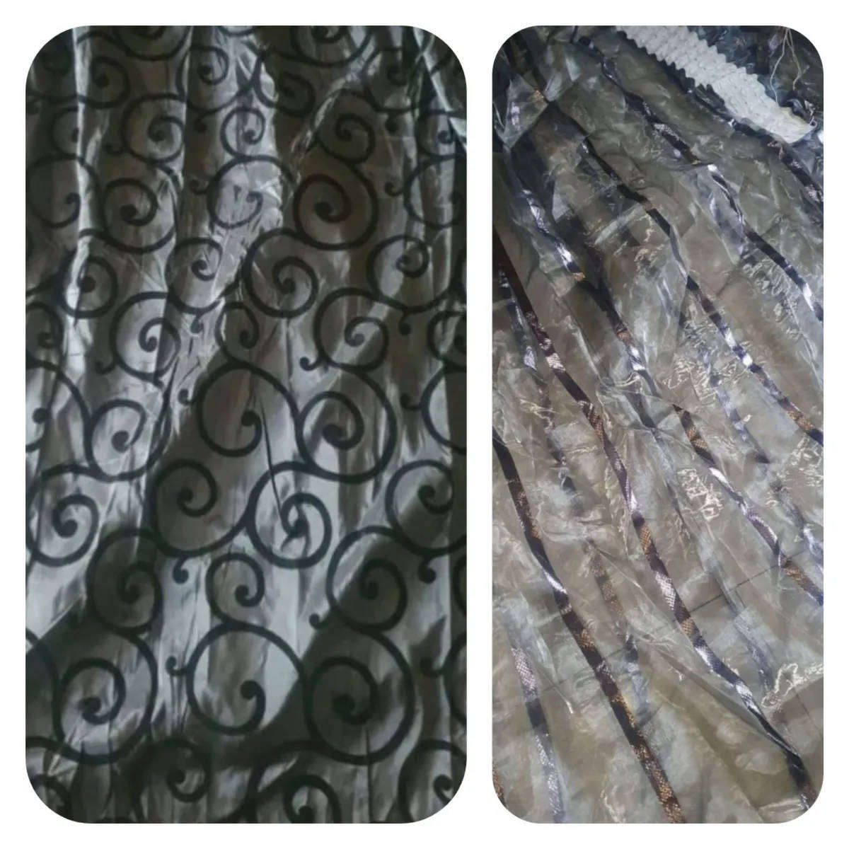 Black & grey curtain set for small window