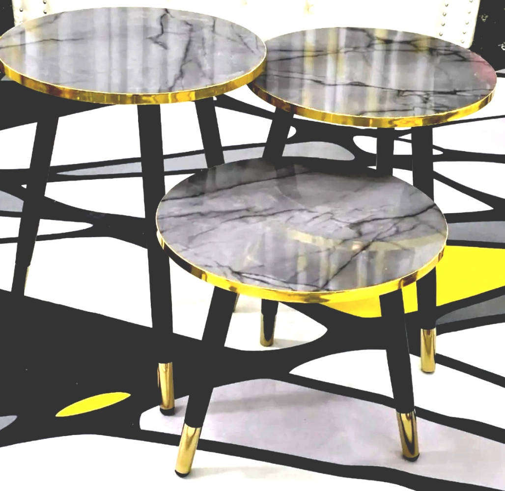 Set of 3 grey side tables / centre coffee table