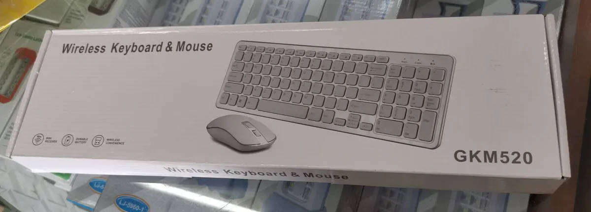White slim wireless keyboard and mouse set