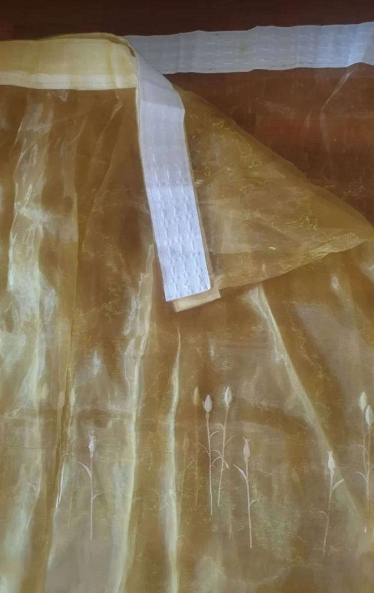 5 x embroided yellow gold organza lace curtains Wholesale