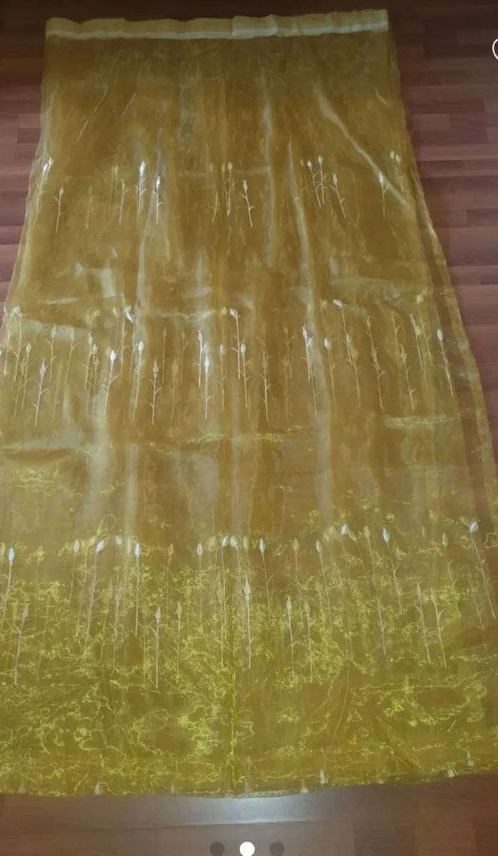 5 x embroided yellow gold organza lace curtains Wholesale