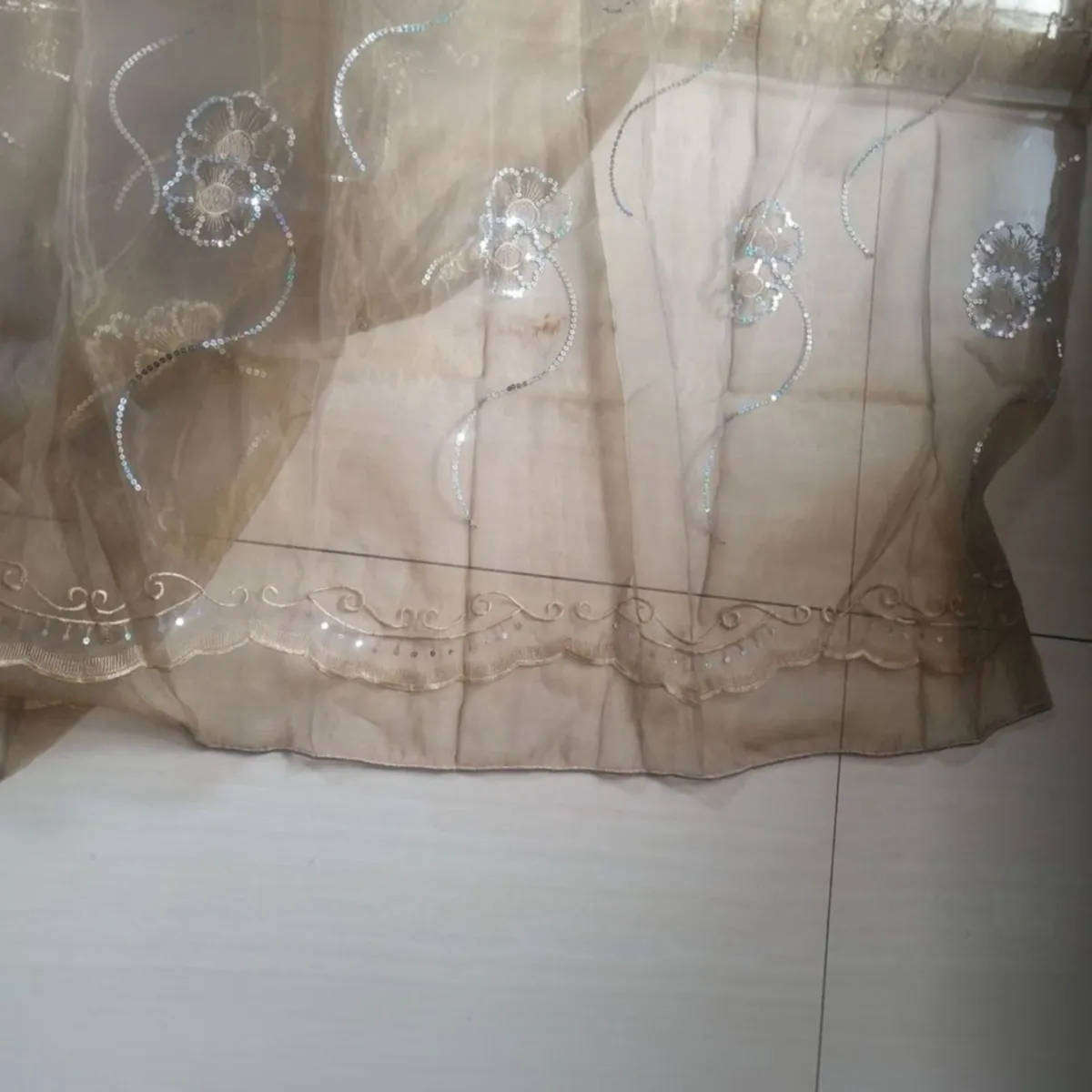 Gold organza lace with eyelet rings