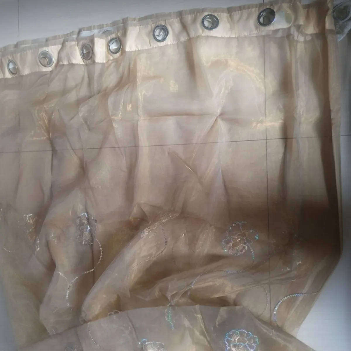 Gold organza lace with eyelet rings