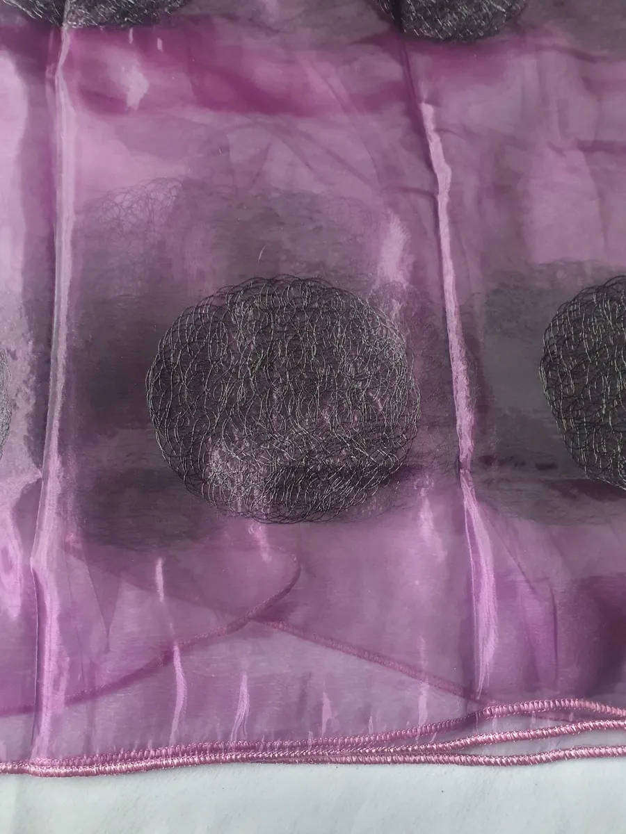 Purple & black embroidered organza lace curtain