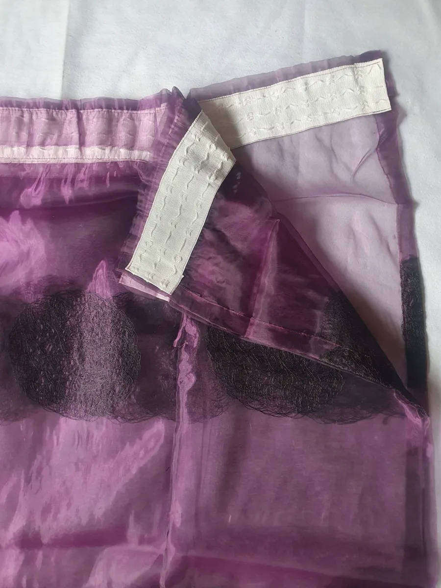 Purple & black embroidered organza lace curtain