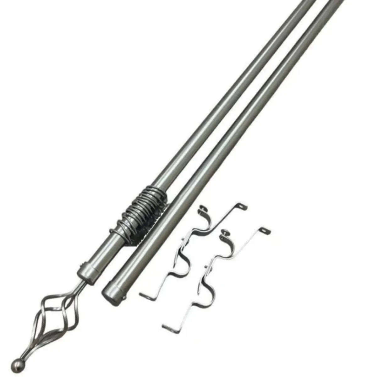 Silver double curtain rods 3m