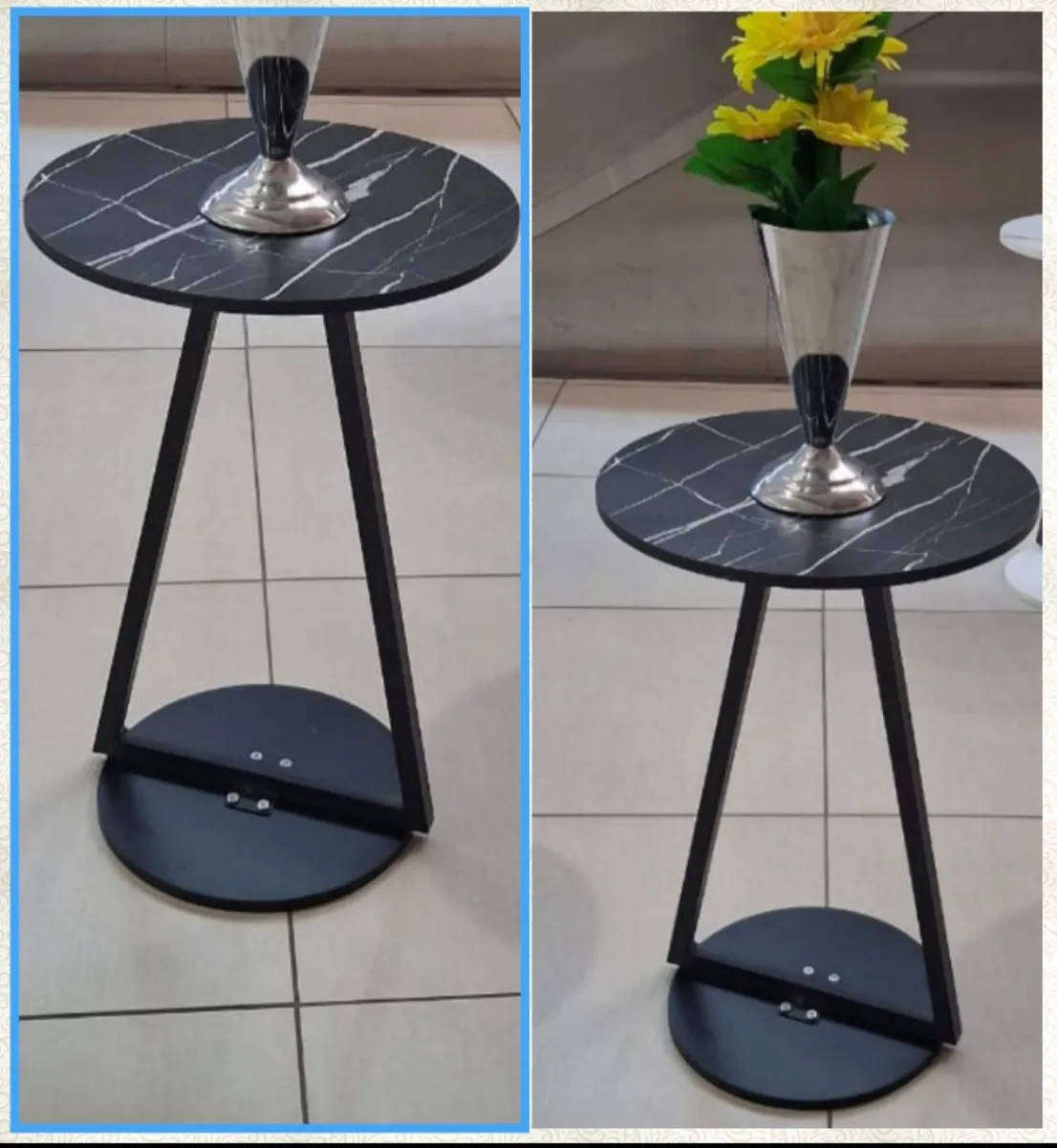 Set of 2 black side tables