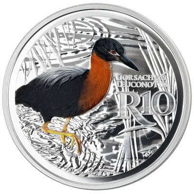2018 Sterling Silver Proof Colorised R10 White Backed Night Heron