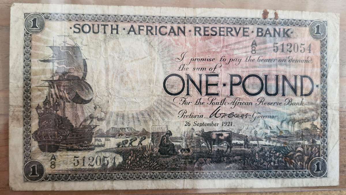 1921 South Africa 1 Pound Clegg SCARCE