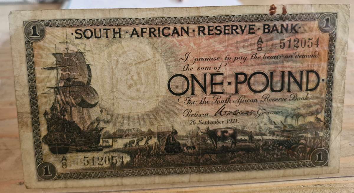 1921 South Africa 1 Pound Clegg SCARCE