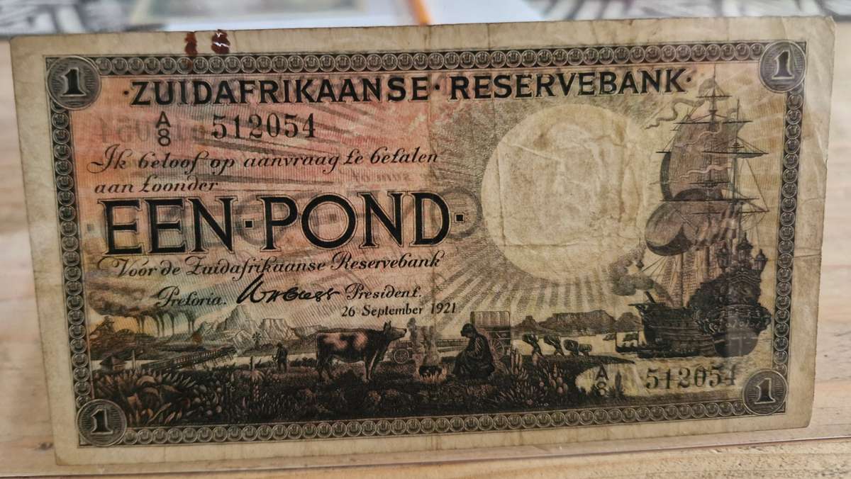 1921 South Africa 1 Pound Clegg SCARCE