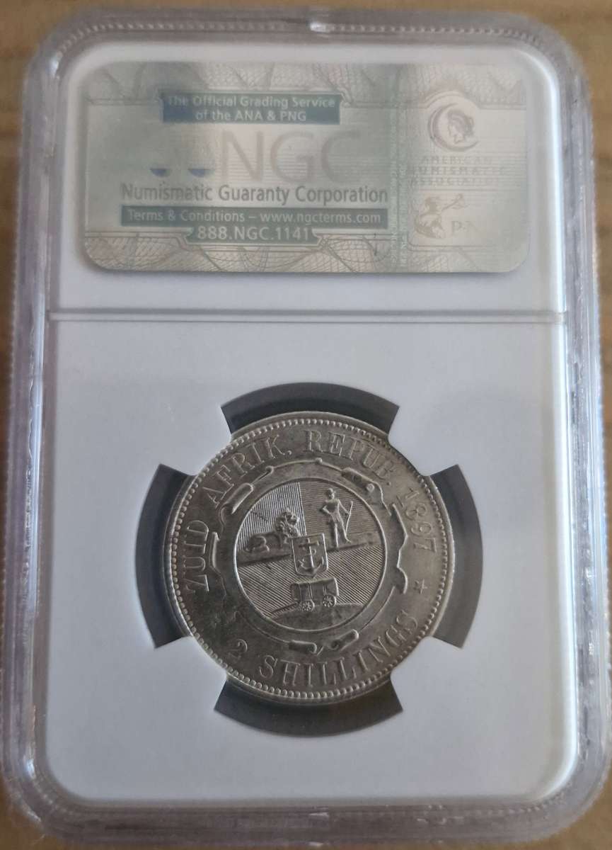 *1897 ZAR Kruger 2 Shillings NGC Graded MS64 Finest known