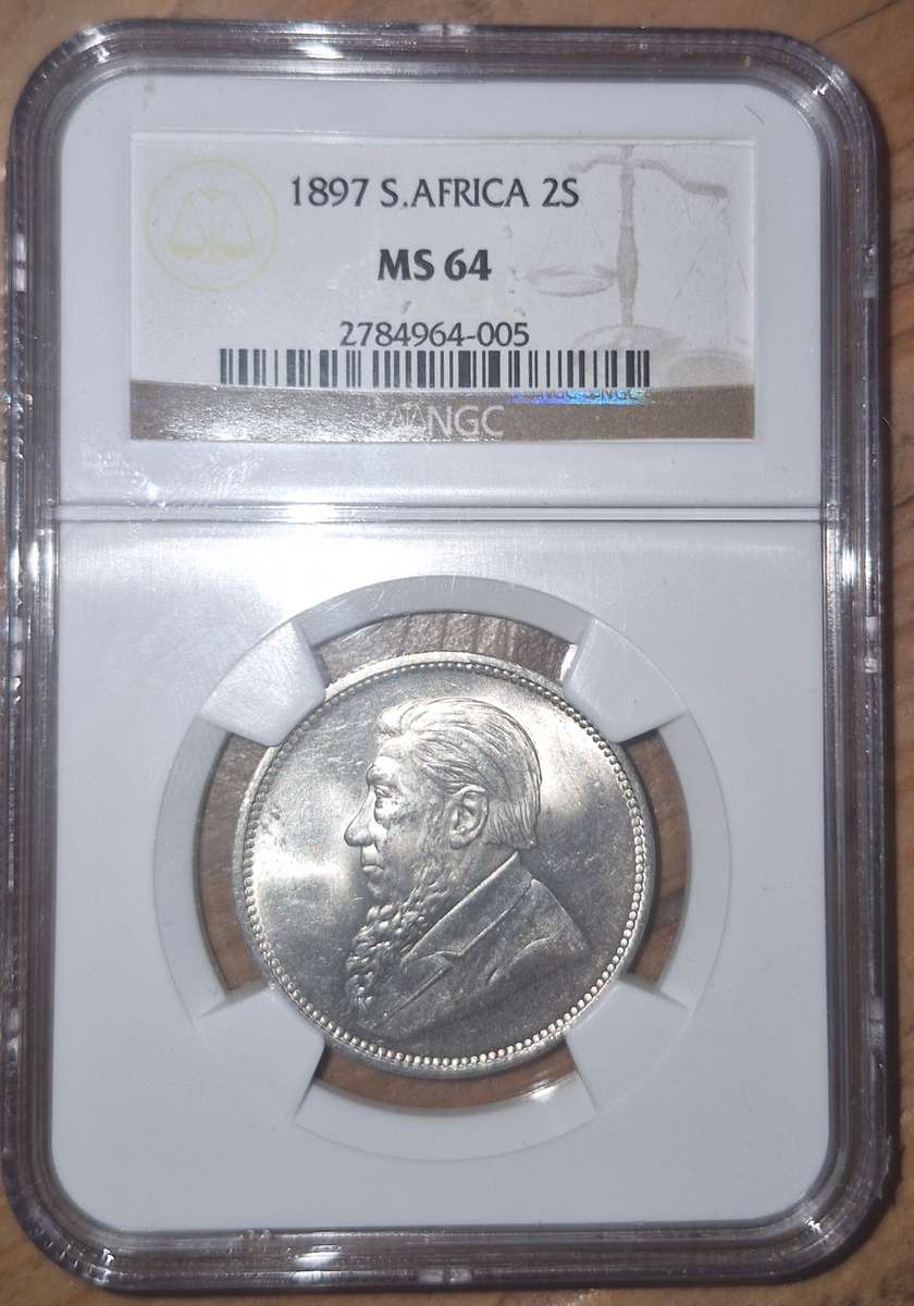 *1897 ZAR Kruger 2 Shillings NGC Graded MS64 Finest known