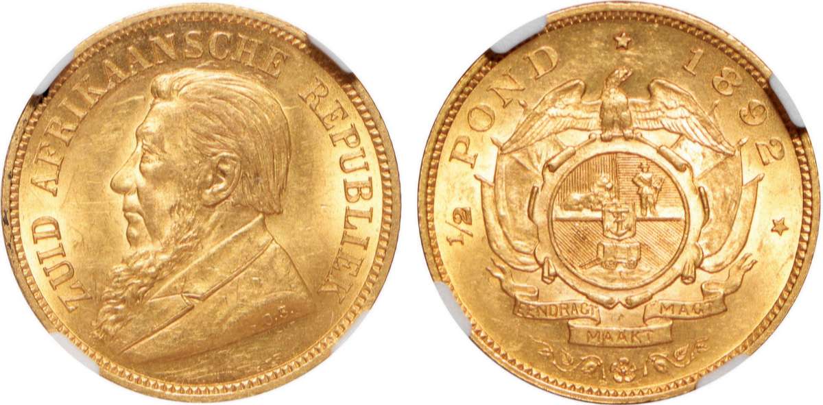 *1892 ZAR Kruger Halfpond AU 58 graded NGC looks undergraded.