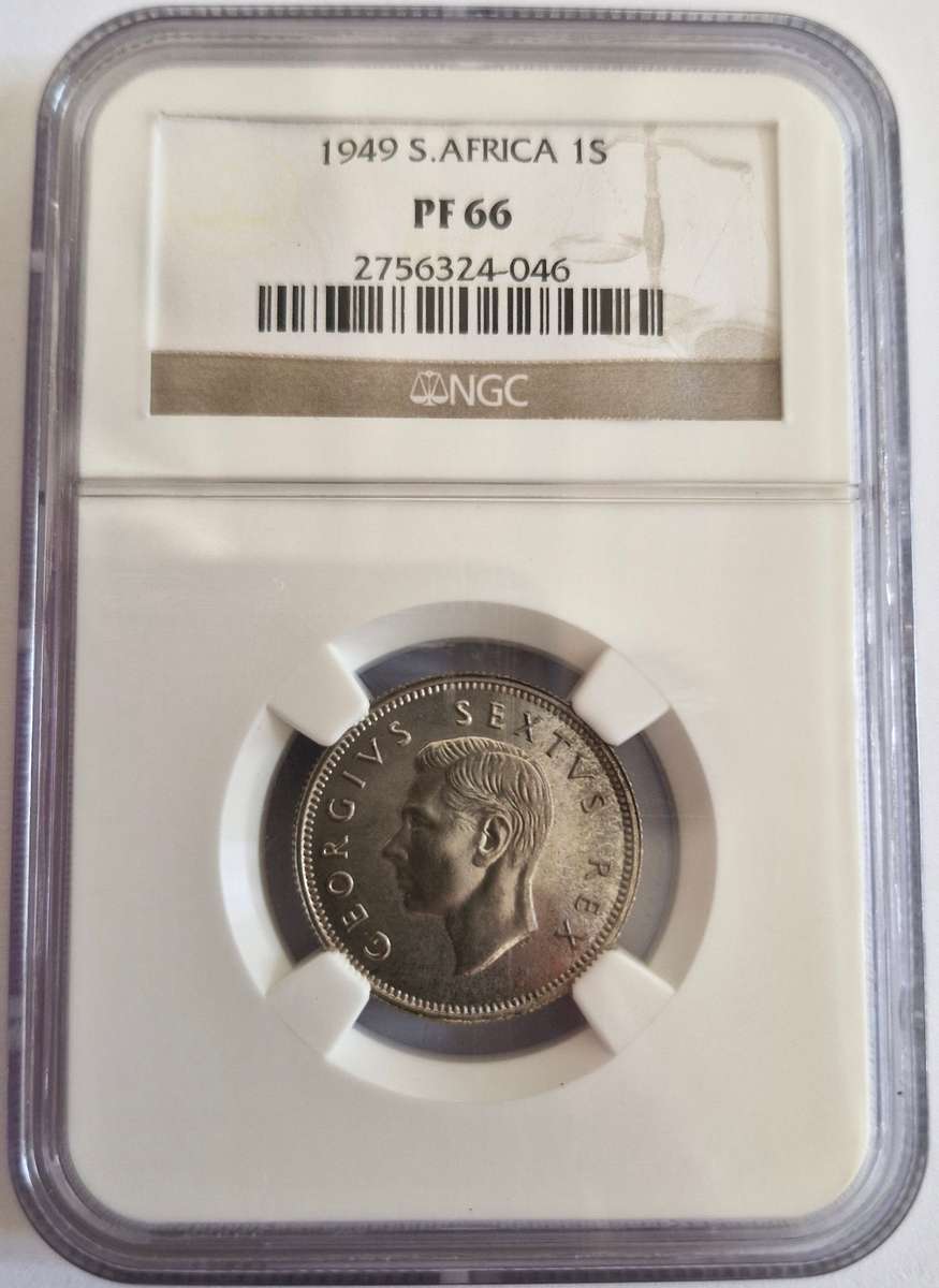 1949 Union of South Africa Proof Shilling NGC Graded PF66