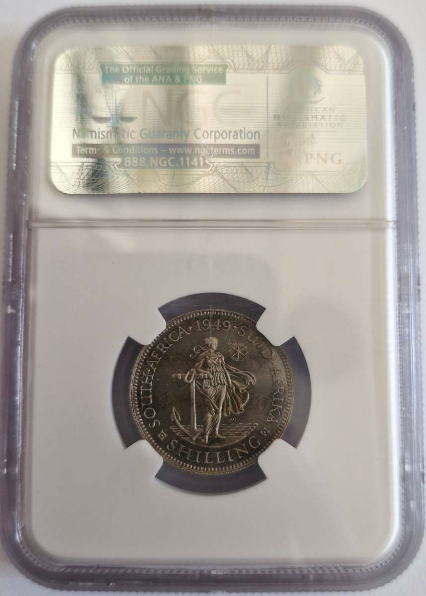 1949 Union of South Africa Proof Shilling NGC Graded PF66