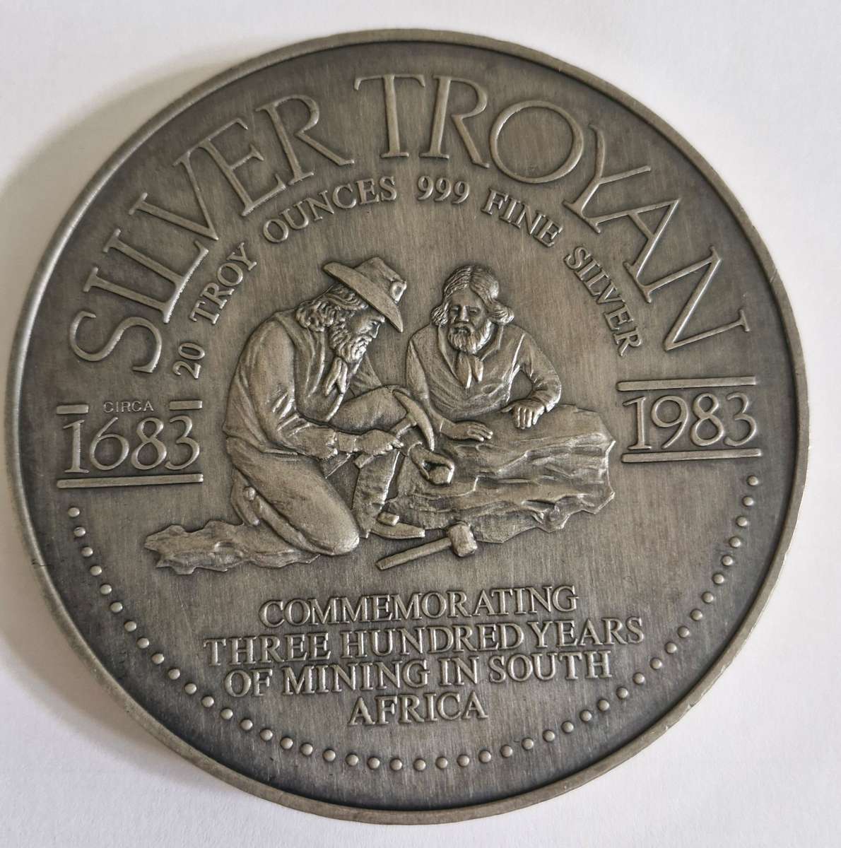 1983 20 Troy Oz Silver Round Bar Johannesburg Gold and Hard Asset Exchange