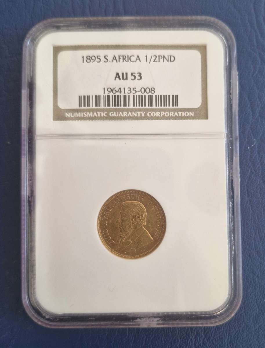 *1895 ZAR Kruger Halfpond AU53 NGC graded