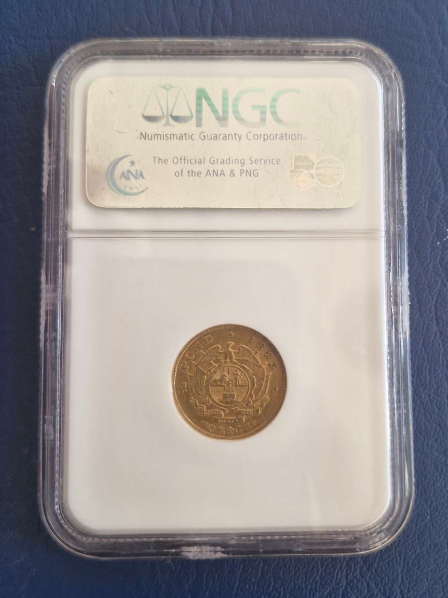 *1895 ZAR Kruger Halfpond AU53 NGC graded