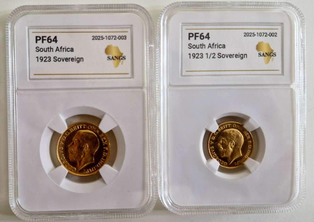 1923 Union of South Africa Proof Sovereign and Half Sovereign graded PF64