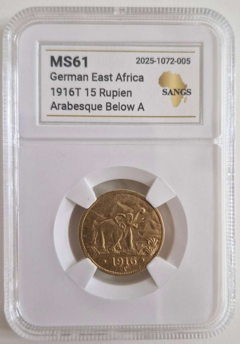 1916 German East Africa 15 Rupien/ Tabora Pond Graded MS61