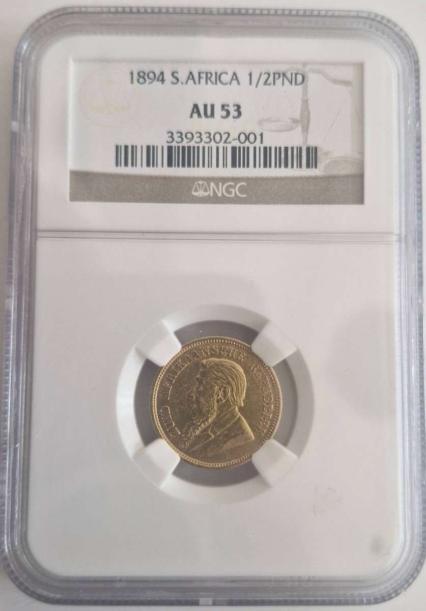 1894 ZAR Kruger Halfpond NGC graded AU