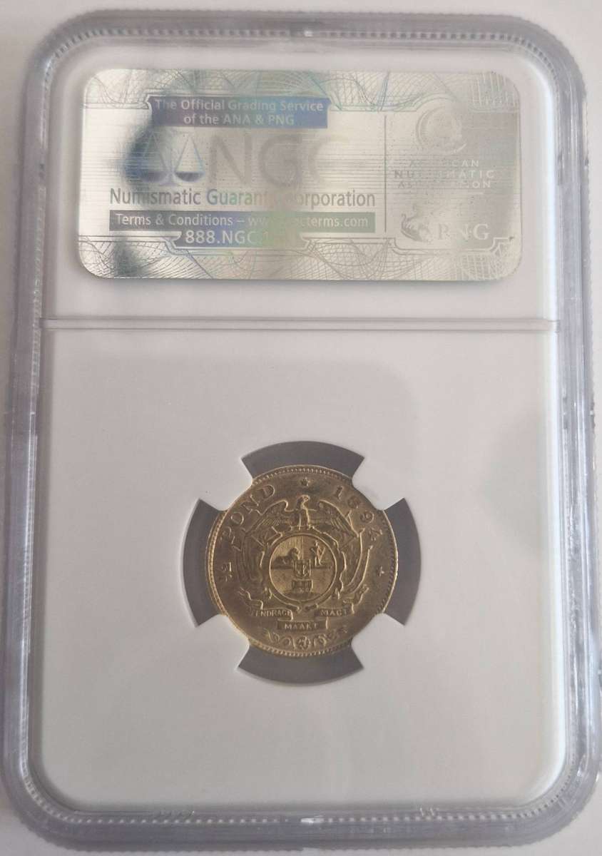 1894 ZAR Kruger Halfpond NGC graded AU