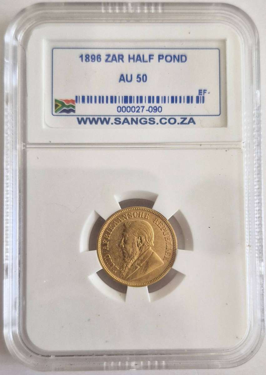 1895 ZAR Kruger Halfpond NGC graded AU