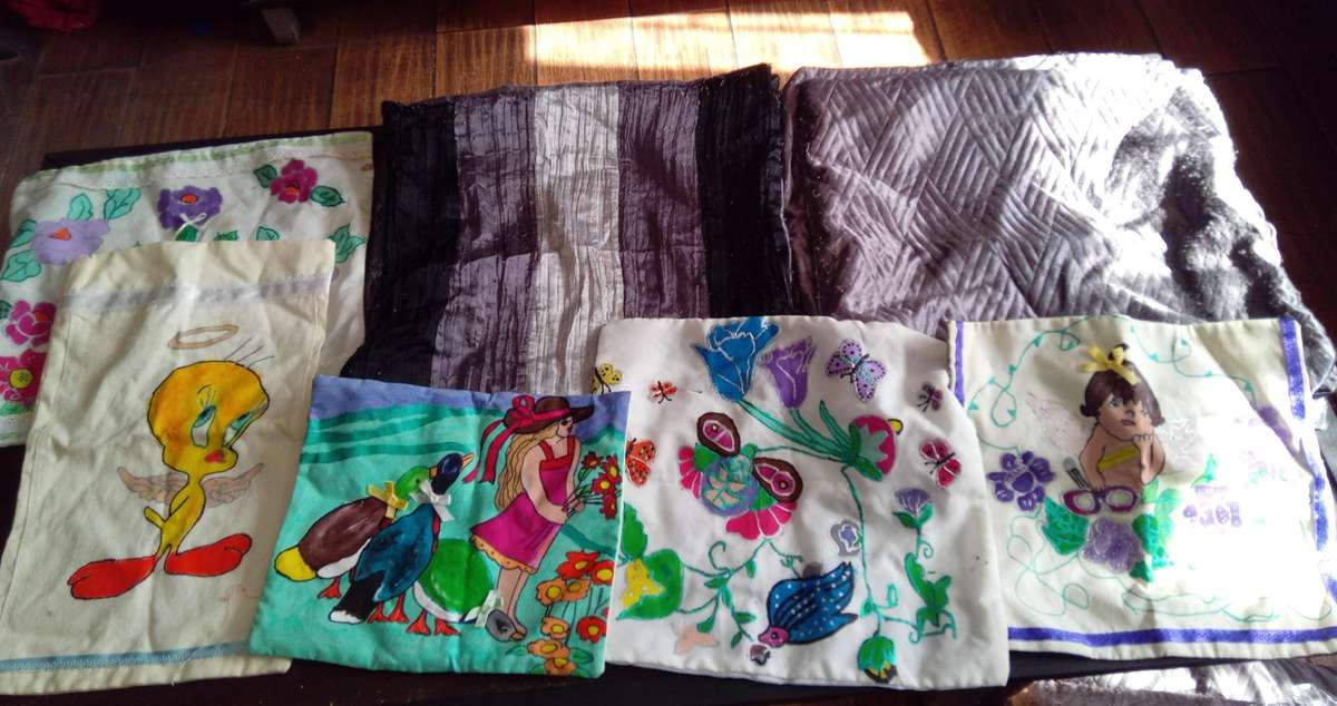 Second hand scatter cushion covers, table cloths and curtains