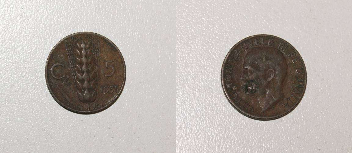 1935 Italy 5 Centesimi UNC