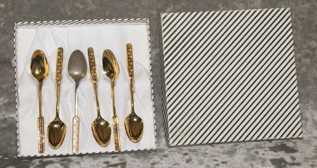 Set of 6 Stainless Steel Gold Plated teaspoons in original box