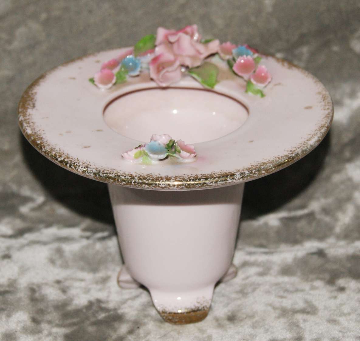 Vintage pink Lefton China hand painted porcelain vase