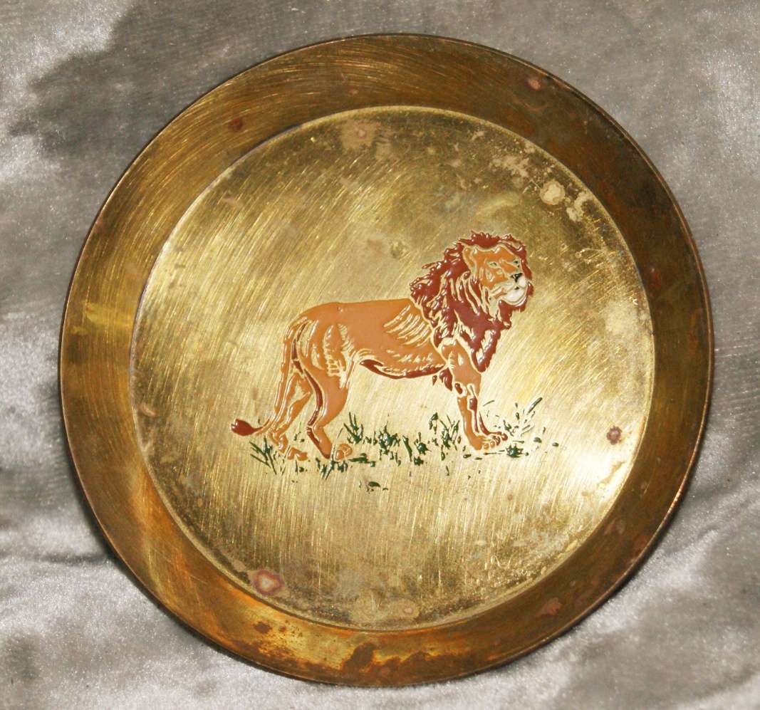 Set of 4 enameled brass coasters featuring African animals