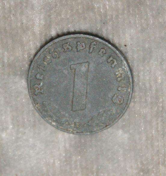 1944 1 Reichspfennig B mint mark UNC