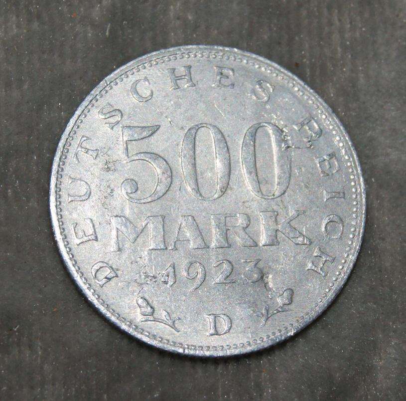 1923 500 Mark D mint mark coin XF