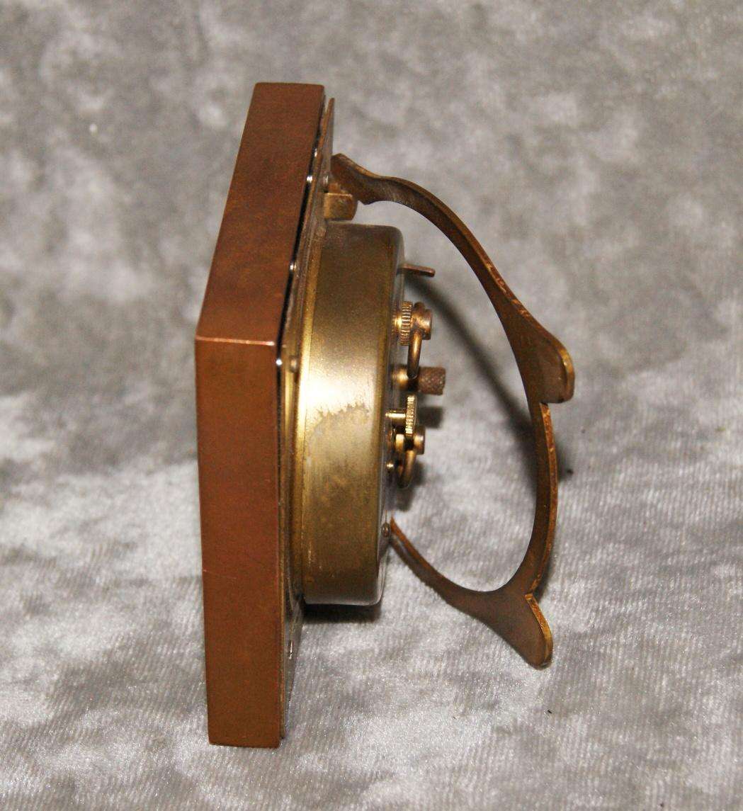 Antique table clock brass and enamel case with hand painted face (untested)