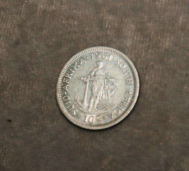 1961 10c coin South Africa UNC 50% silver @ crazy low R1 start