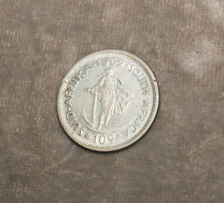 1962 10c coin South Africa UNC 50% silver @ crazy low R1 start
