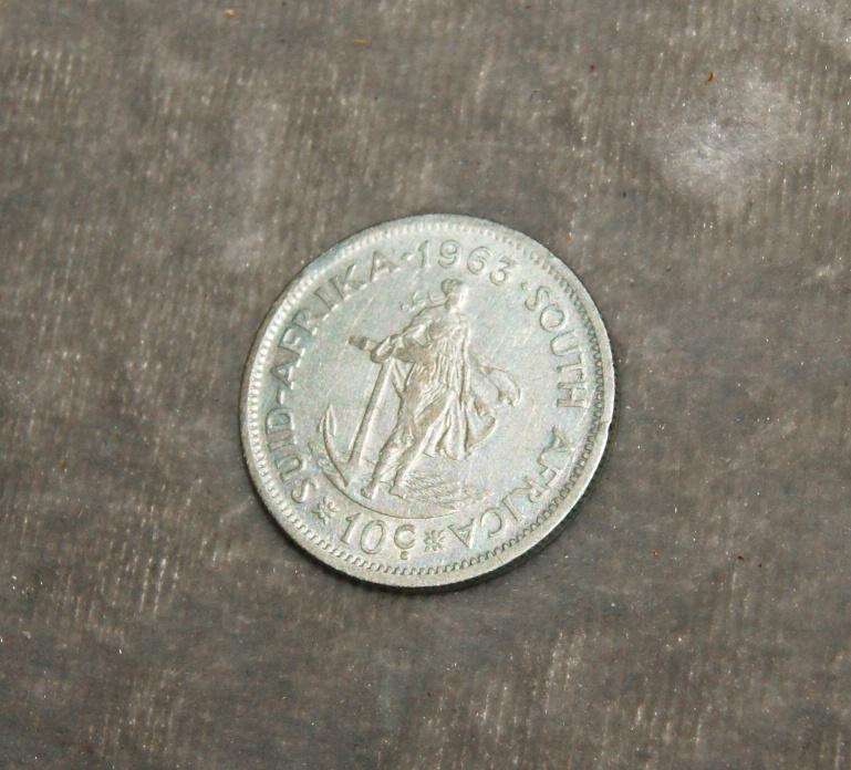 1963 10c coin South Africa UNC 50% silver @ crazy low R1 start