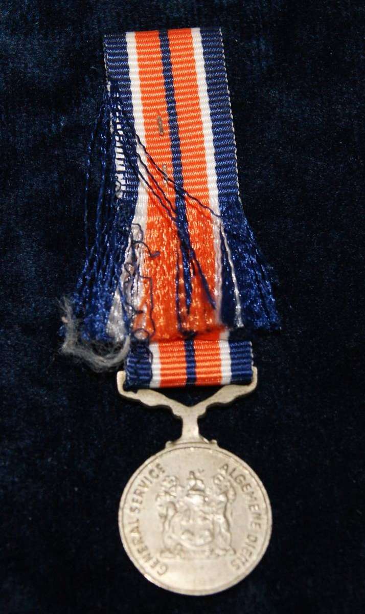 1980s SADF Miniature General Service Medal with Ribbon