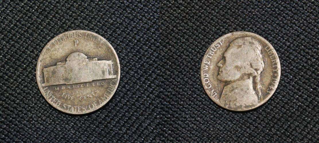 1943 USA Nickel P Mint Mark